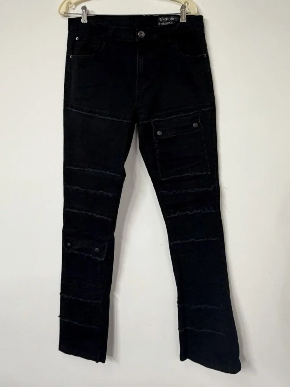 Southpole Men's 32x33 Black Denim Cotton Raw Hem Pockets Skinny Legs Jeans Pants